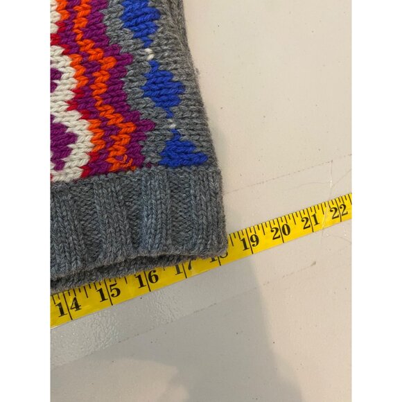 Vintage Express Tricot Wool Fair Isle Cardigan Sweater Zips Gray Red Blue Small - Picture 7 of 8